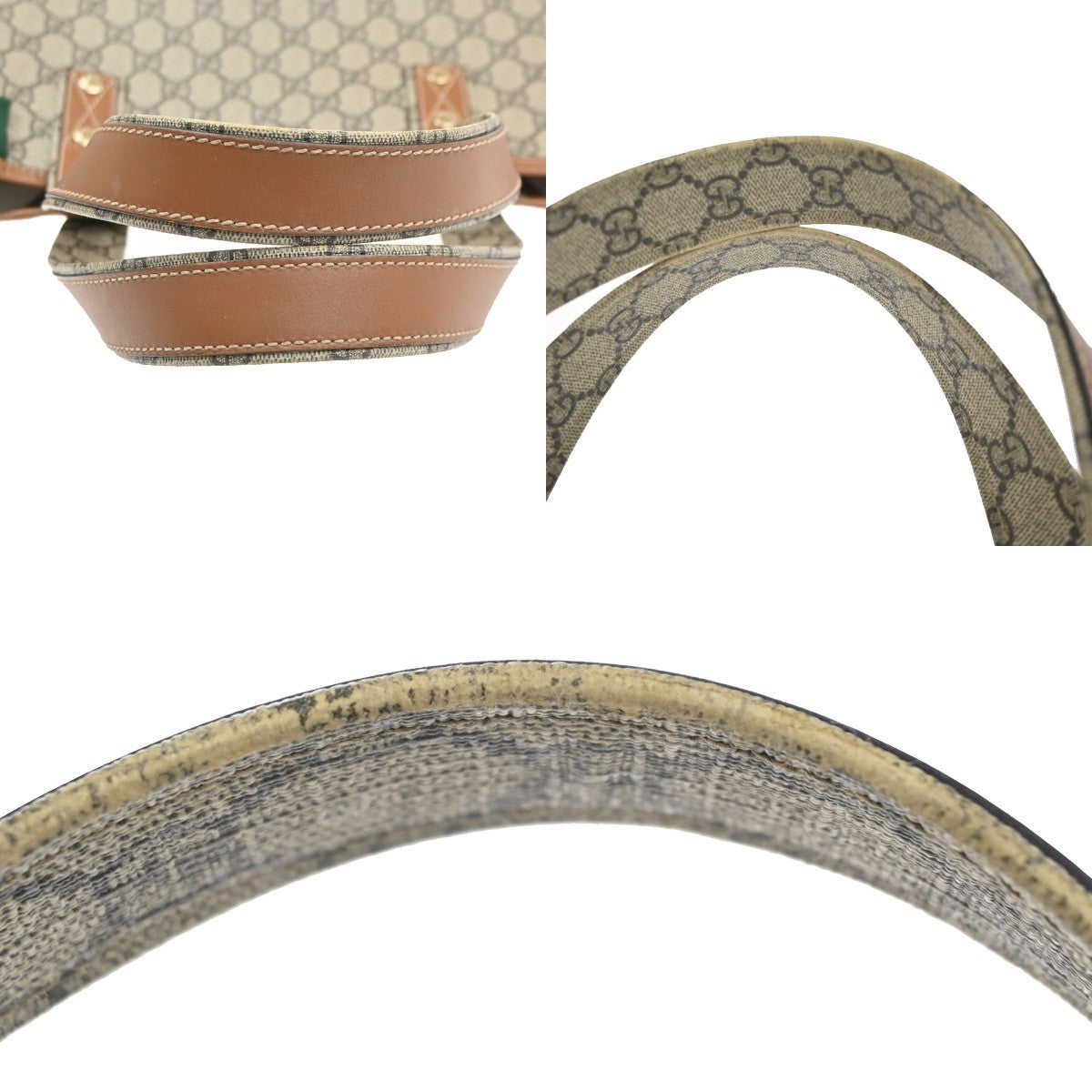 GUCCI Logo Sherry GG Pattern Hand Tote Bag PVC Leather Beige Italy 35KC867