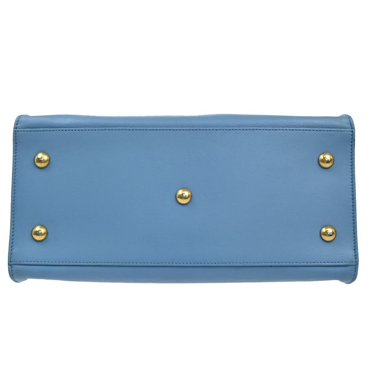 SAINT LAURENT  Logo Classic Y Cabas 2 Way Hand Bag Leather Blue Gold 79KP092