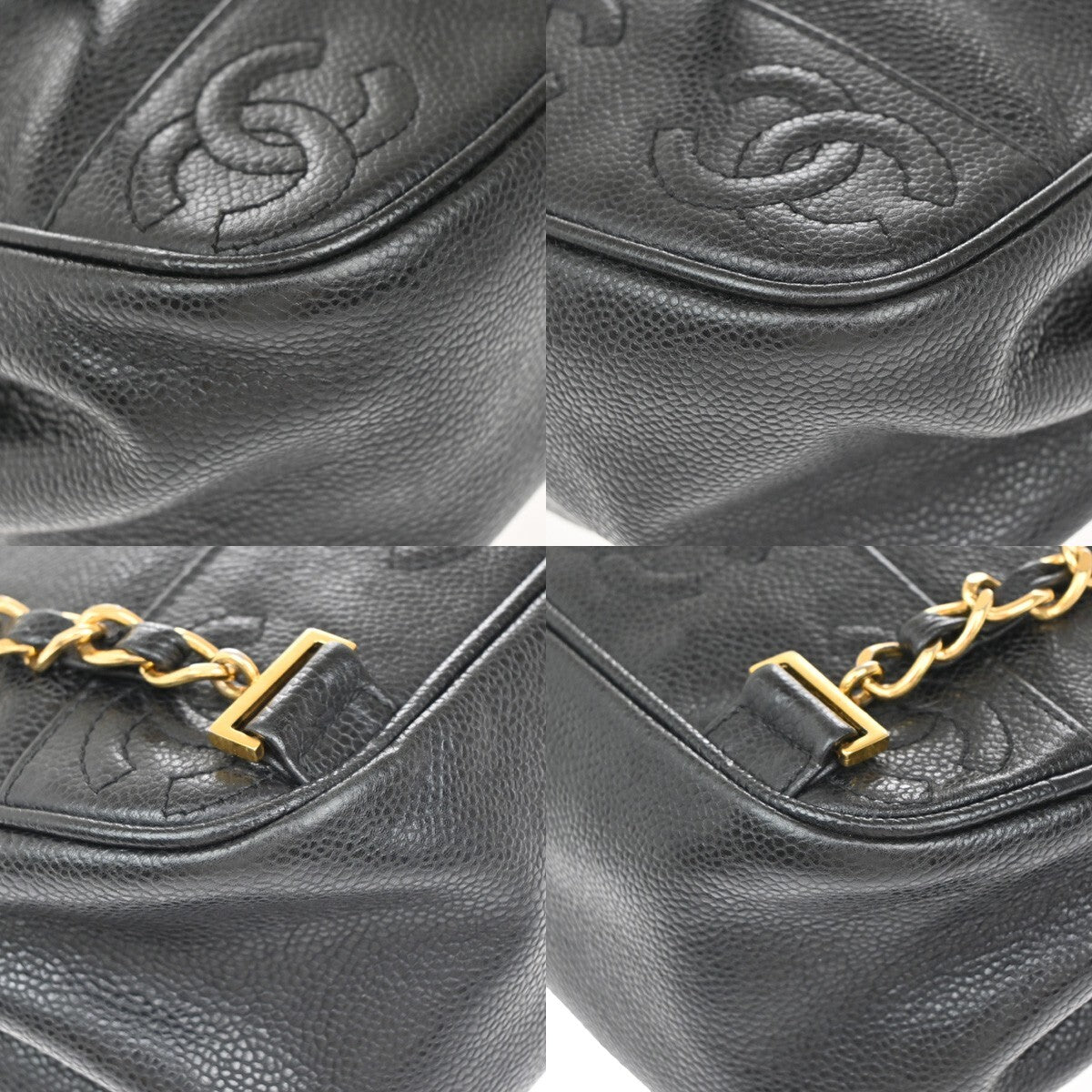 CHANEL Triple CC Chain Backpack Bag Grained Calfskin Leather BK VTG 870RF265