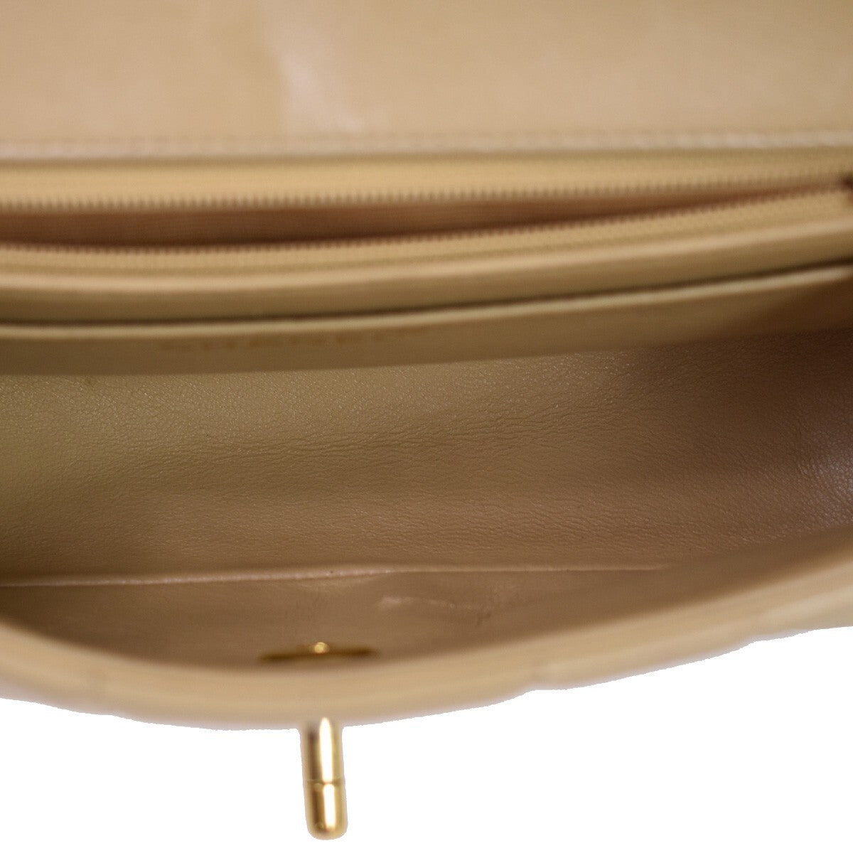 CHANEL CC Logo Mademoiselle Chain Shoulder Bag Leather Beige GHW France 648RC979