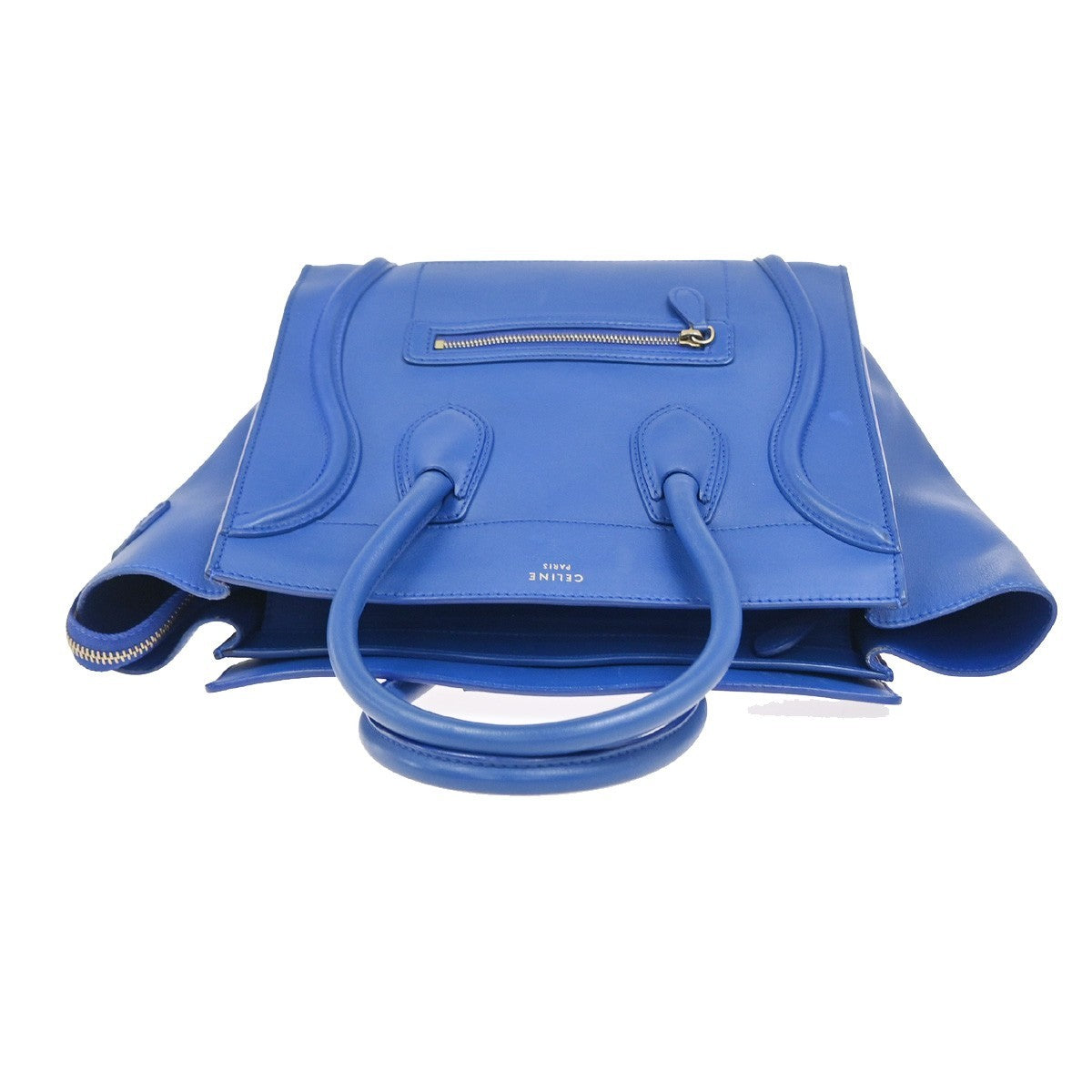 CELINE Luggage Mini Top Handle Tote Hand Bag Leather Blue GHW Italy 95RL900