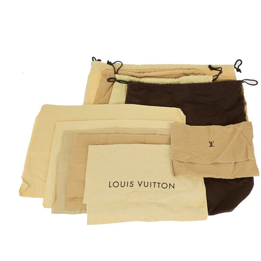 LOUIS VUITTON Logo 10 Set Dust Bag Drawstring Canvas Cotton Beige Brown 09YG351