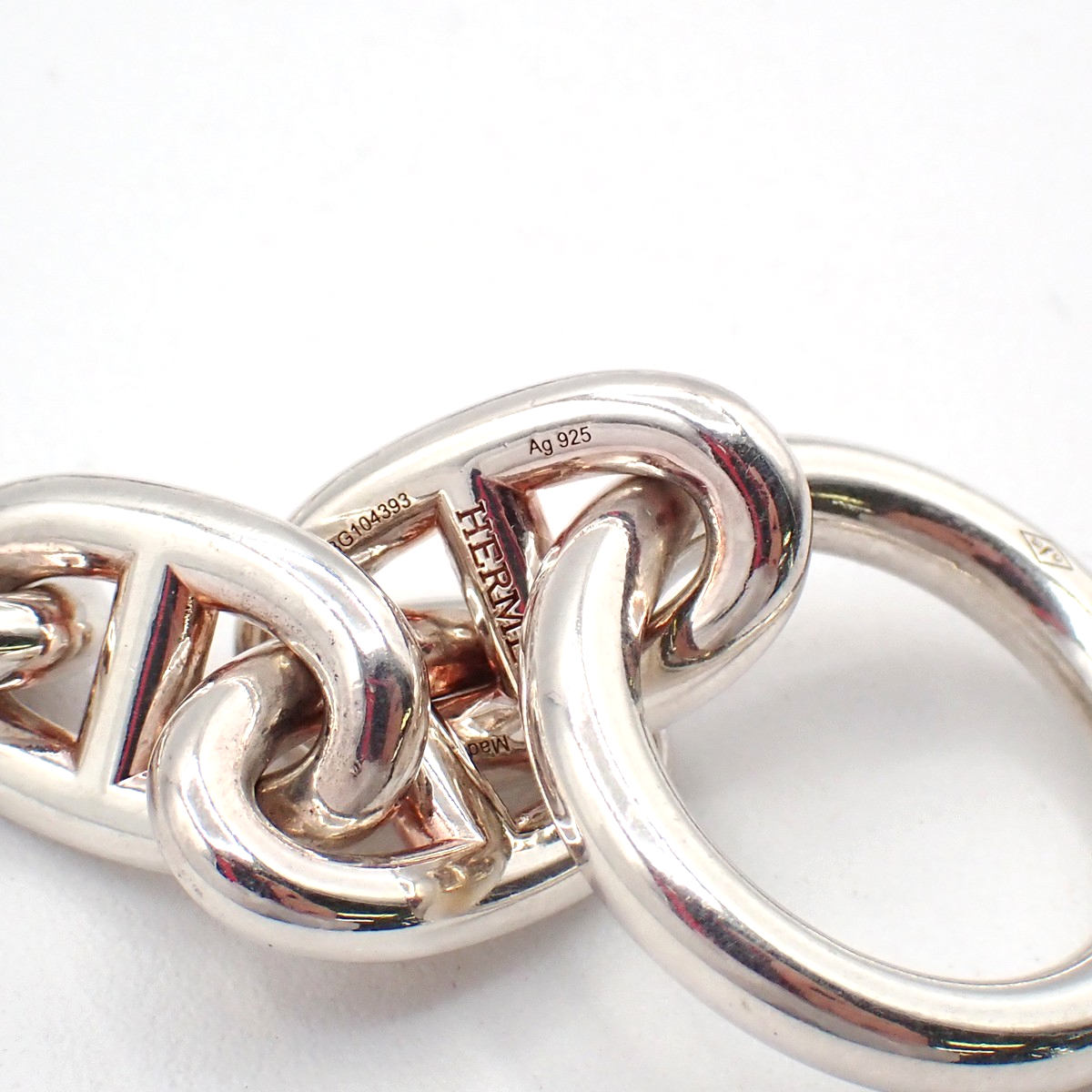 HERMES Logo Chaine D'ancre MM Chain Bracelet  14 Link Silver Ag925 385LC608