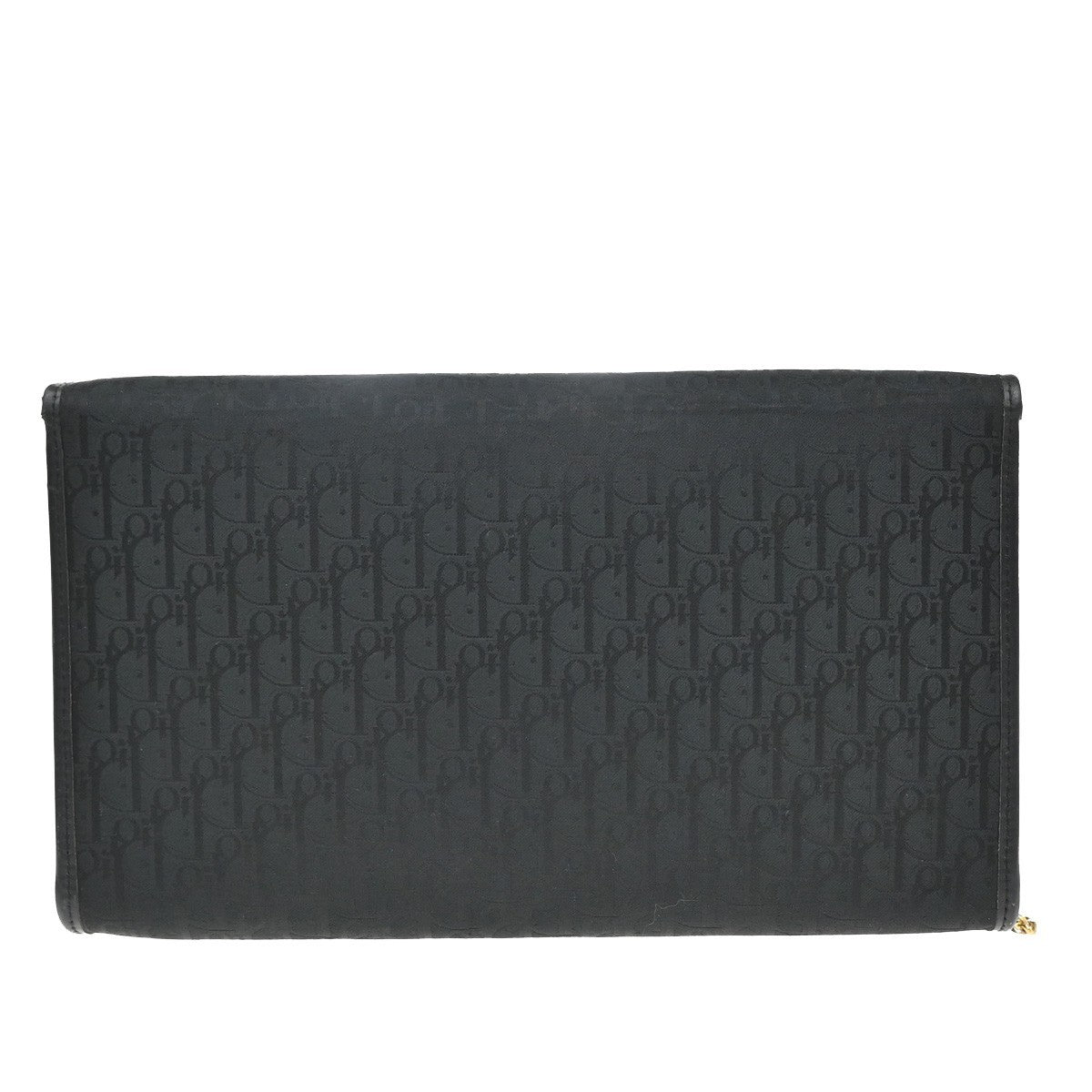 CHRISTIAN DIOR Trotter Pattern 2way Clutch Hand Bag Canvas Leather Black 38EF942
