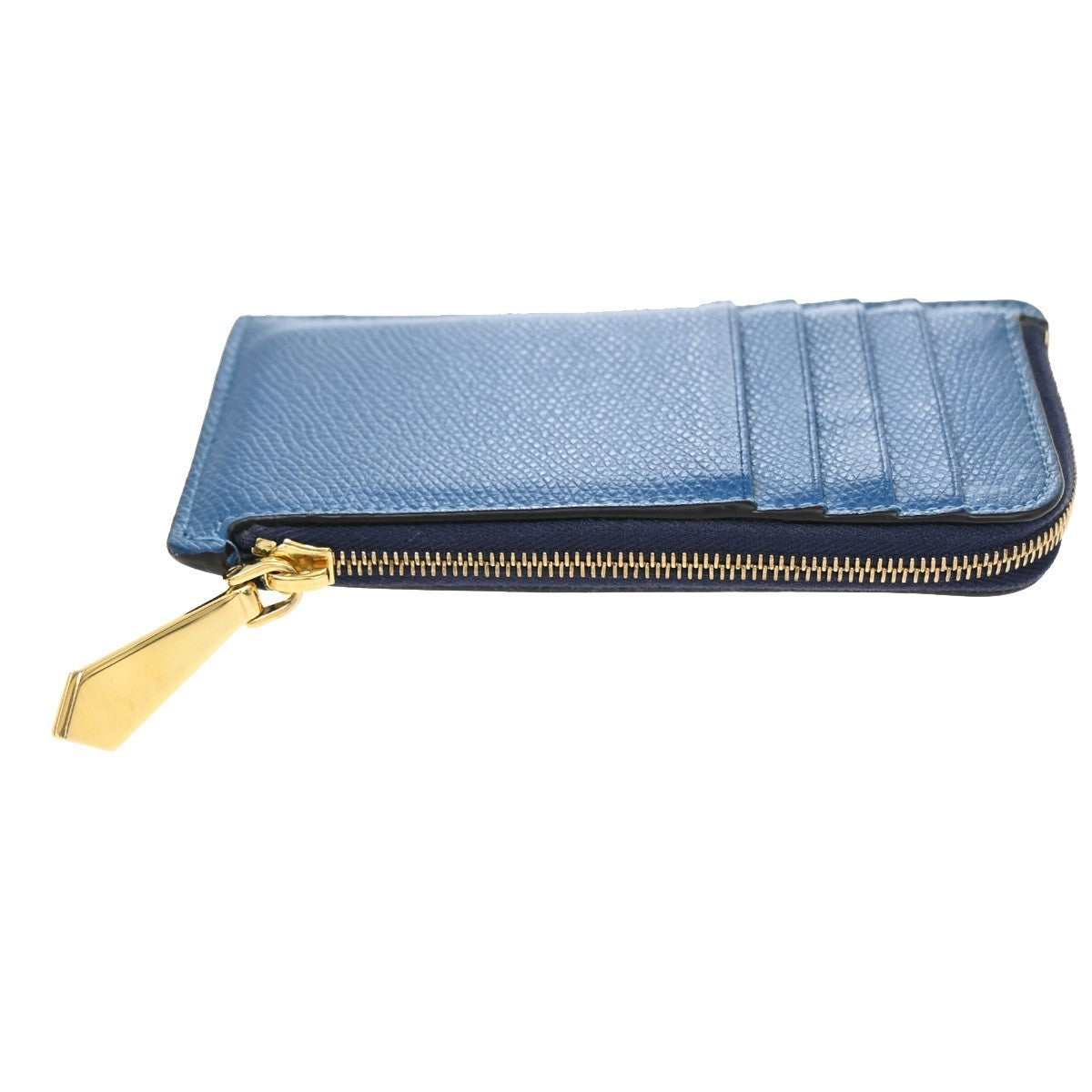 FENDI  Logo Fragment Case Coin Wallet Purse Leather Blue GHW Italy 63CA862