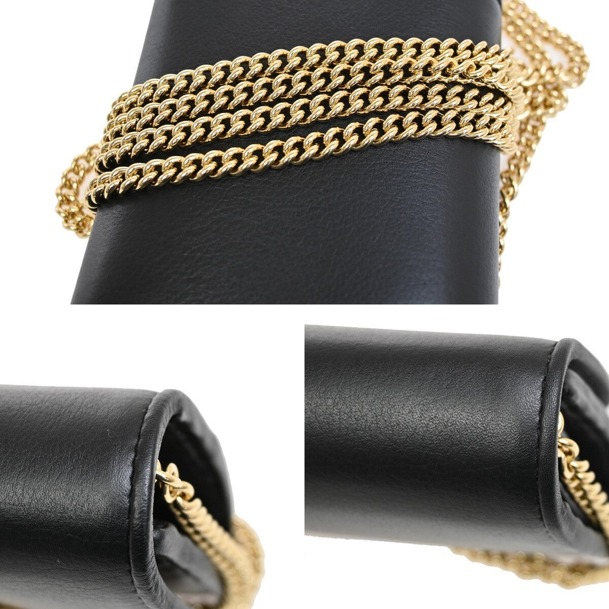 GUCCI GG Blondie Mini Crossbody Chain Wallet Shoulder Bag Leather BK GHW 98RL129