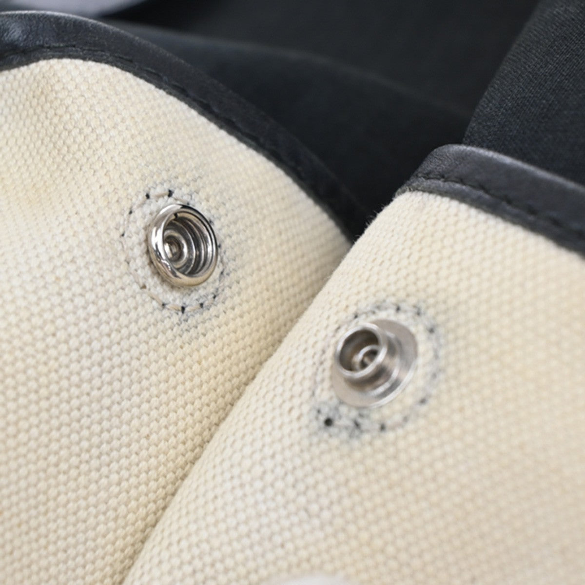 BALENCIAGA Navy Cabas S Shoulder Hand Bag Canvas Leather White Black 66EF982