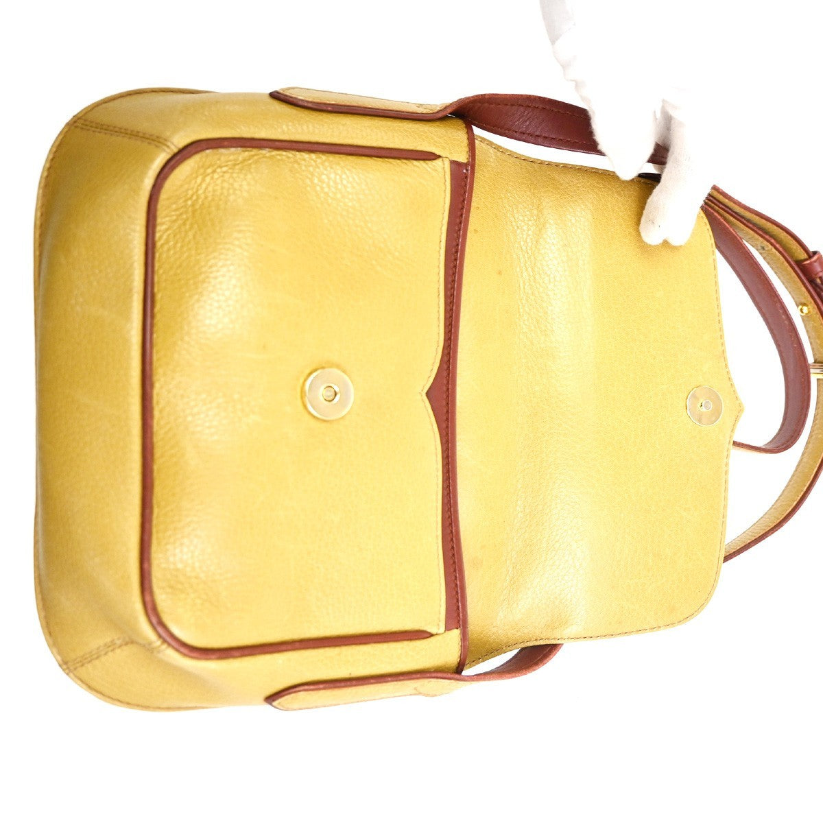 MUST DE CARTIER 2C Logo Bicolor Shoulder Bag Leather Yellow Red 61TA698