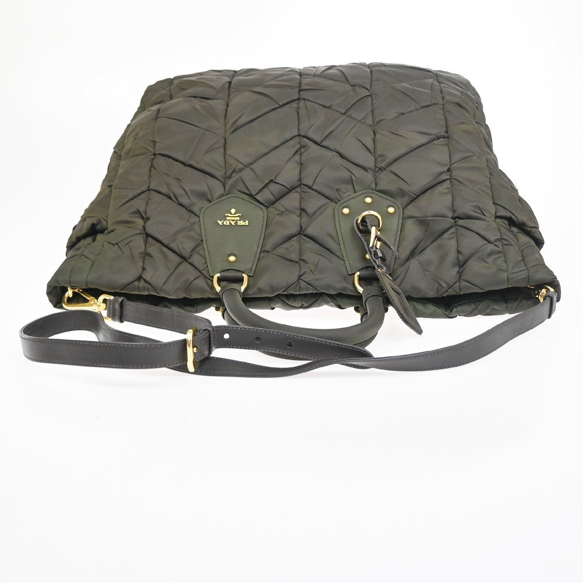 PRADA Tessuto 2Way Shoulder Hand Tote Bag Nylon Leather Brown GHW Italy 76KD027