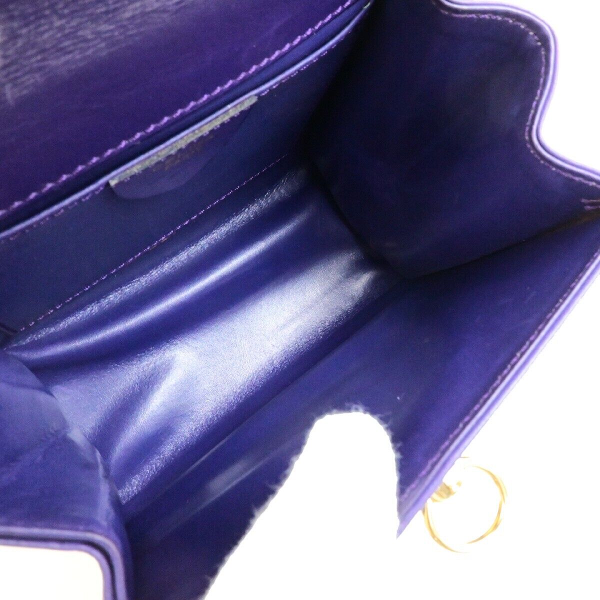 CELINE Logo Mini Shoulder Bag Leather Purple GHW Made In Italy 82FB516