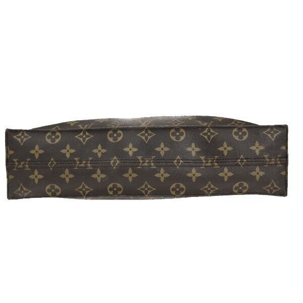 LOUIS VUITTON Logo Sac Plat Hand Tote Bag Monogram Leather Brown M51140 69ED402