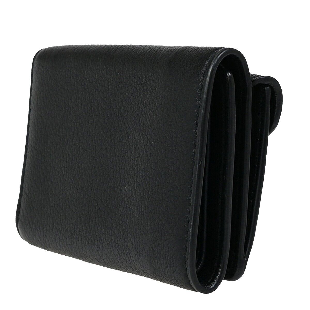 BALENCIAGA Logo Trifold Mini Paper Wallet Leather Black Italy 62KA374