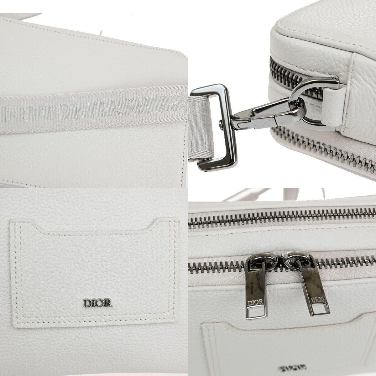 CHRISTIAN DIOR Logo Mini Shoulder Bag Leather White SHW Italy 22YG013
