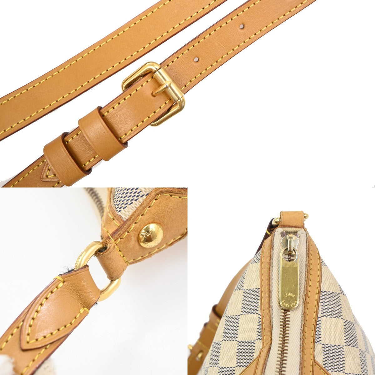 LOUIS VUITTON Siracusa PM Shoulder Bag Damier Azur Leather White N41113 99TA716