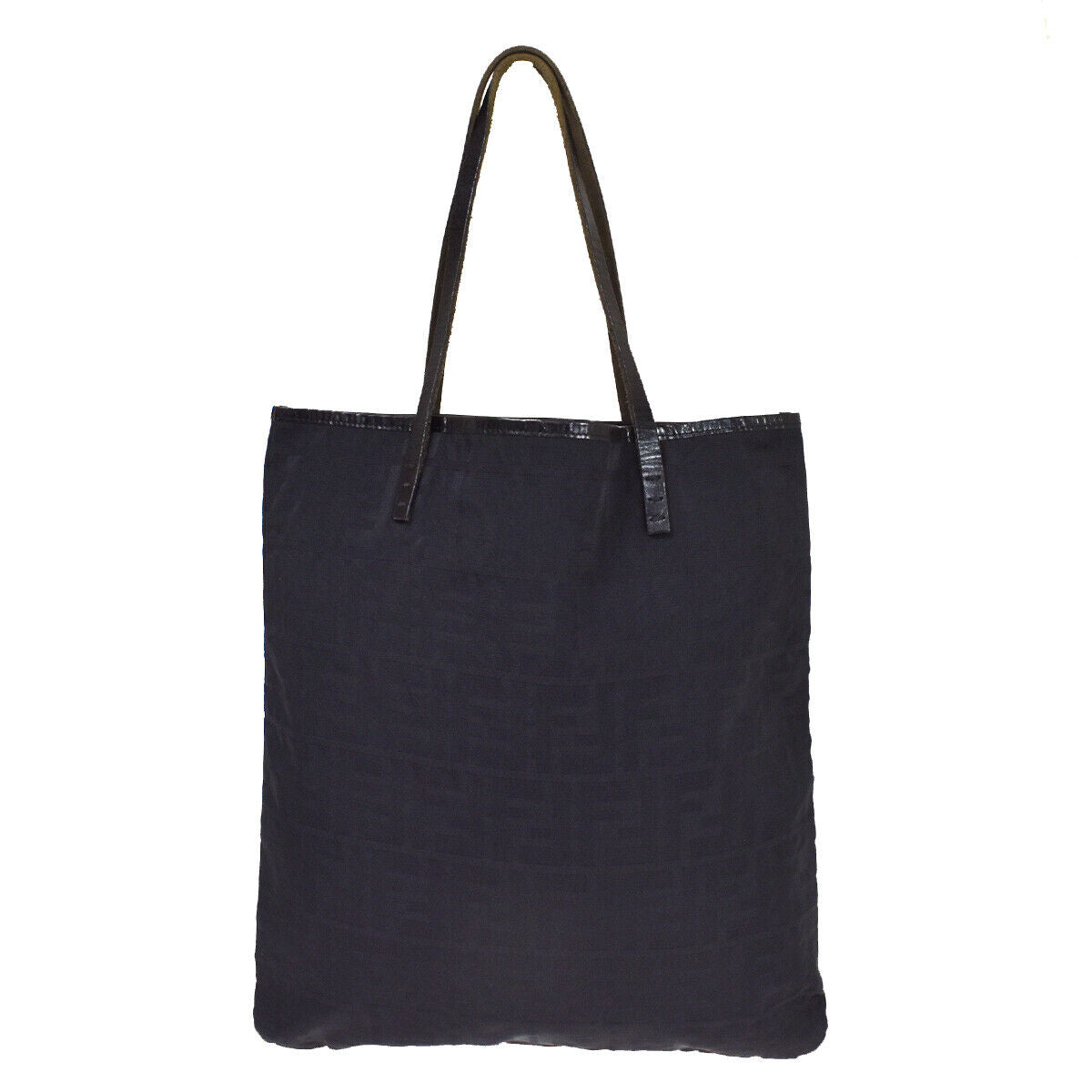 FENDI Logo Zucca Pattern Shoulder Tote Bag Nylon Leather Black Italy 67YE163