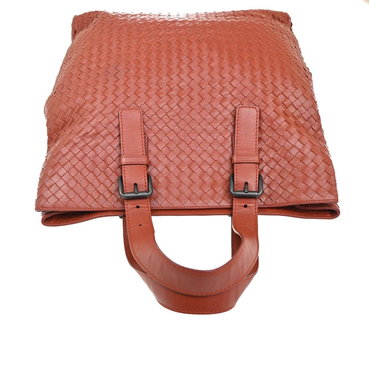 BOTTEGA VENETA Logo Intrecciato Shoulder Hand Bag Leather Red Italy 91MA191