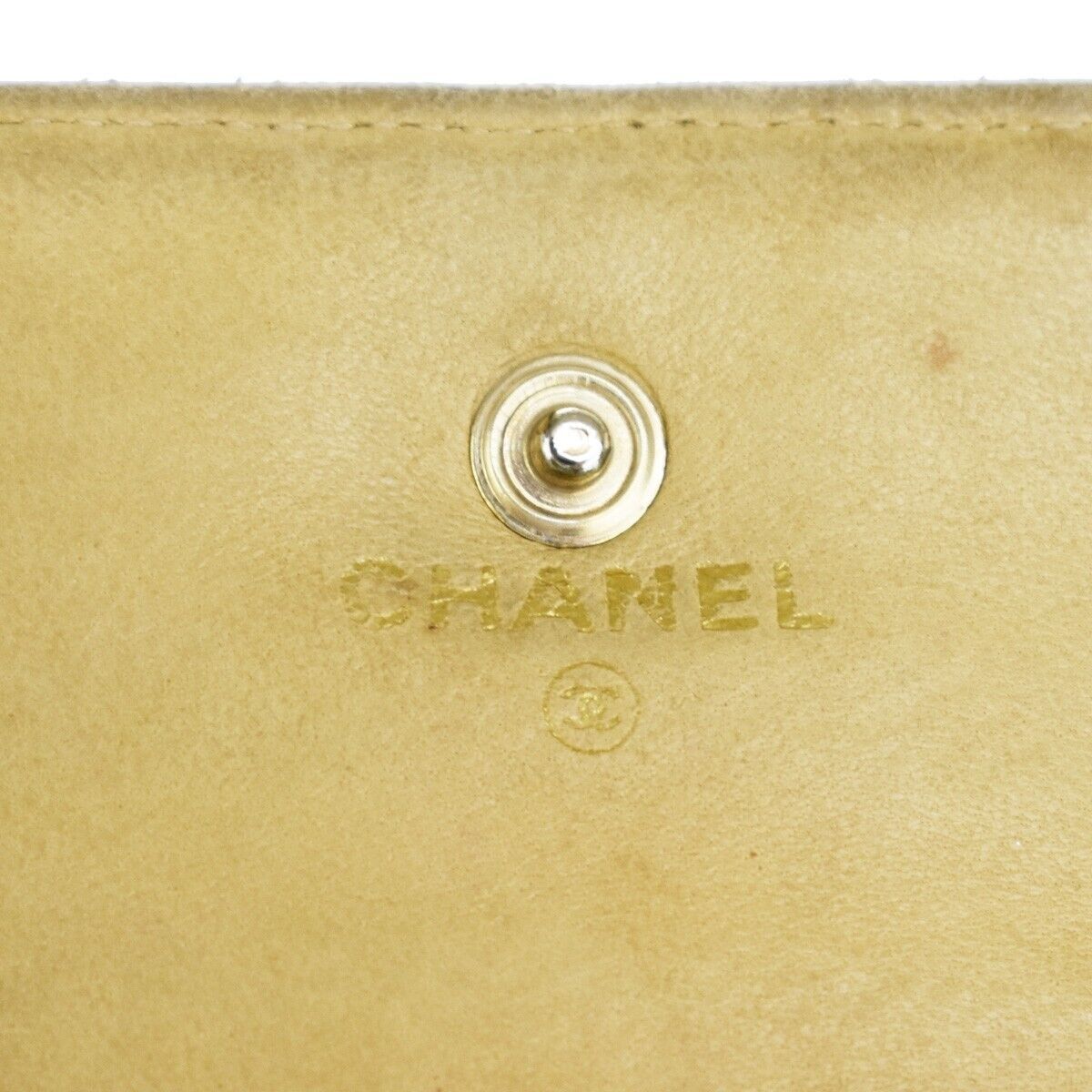 CHANEL CC Logo Bifold Wallet Purse Caviar Skin Leather Beige France 68sh439