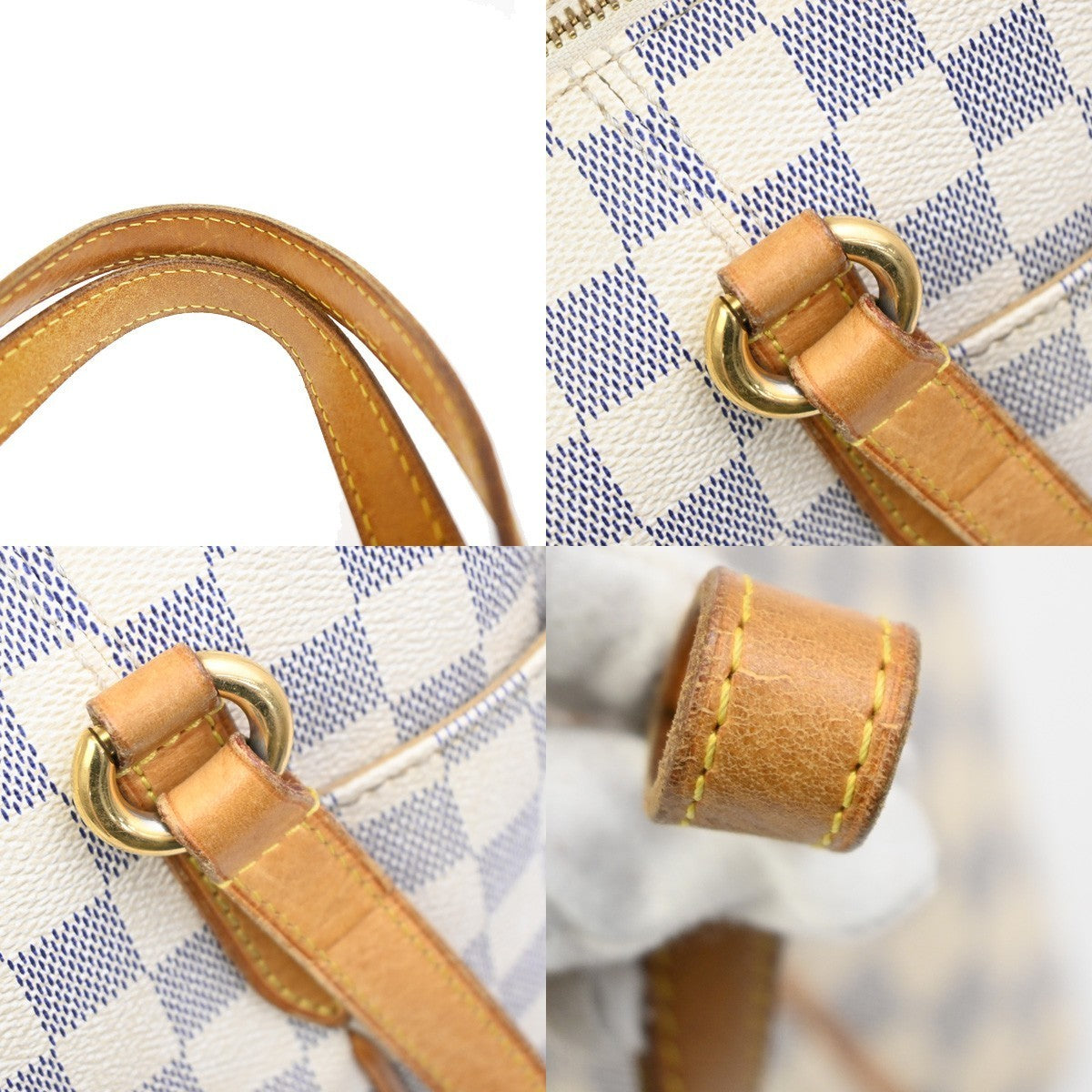 LOUIS VUITTON Totally PM Shoulder Bag Damier Azur Leather White N51261 72KD105