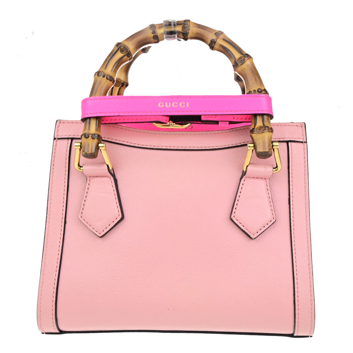 GUCCI Bamboo Diana Mini Tote 2Way Shoulder Hand Bag Leather Pink GHW 678RK731