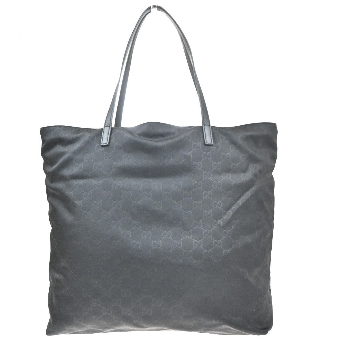 GUCCI Logo GG Pattern Shoulder Tote Bag Nylon Leather Black Italy 61KC993