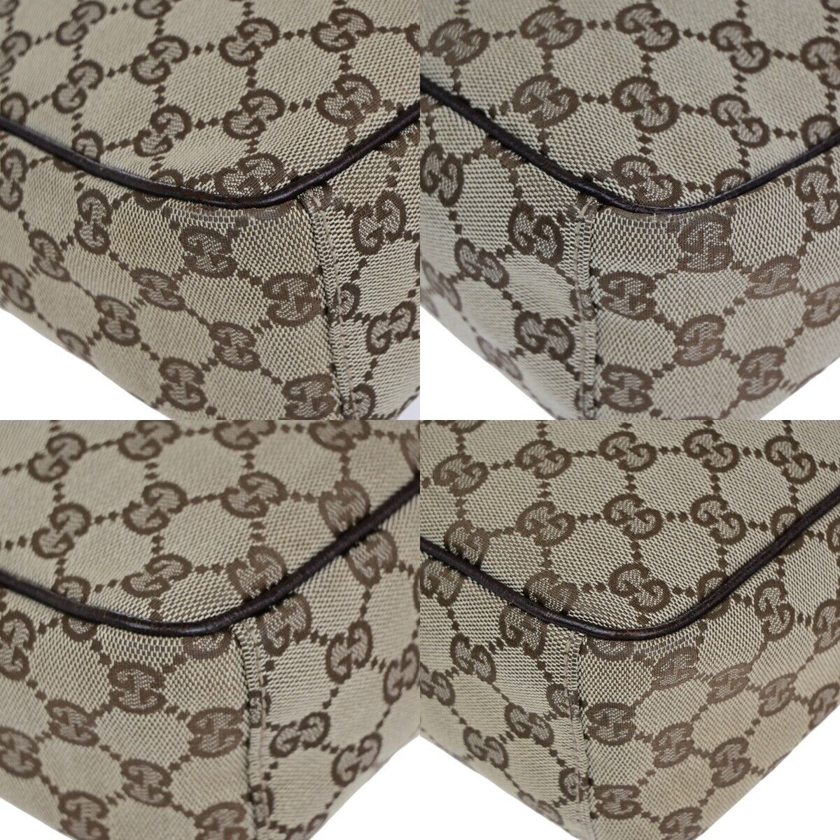 GUCCI Logo GG Pattern Crossbody Shoulder Bag Canvas Leather Brown SHW 69EC910