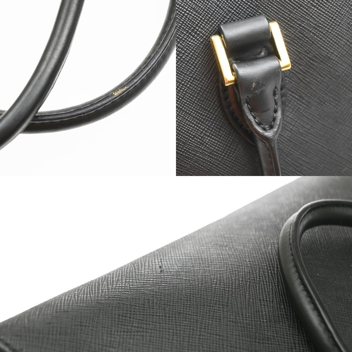 PRADA Logo Galleria Tote Hand Bag Saffiano Leather Black GHW 73PA039