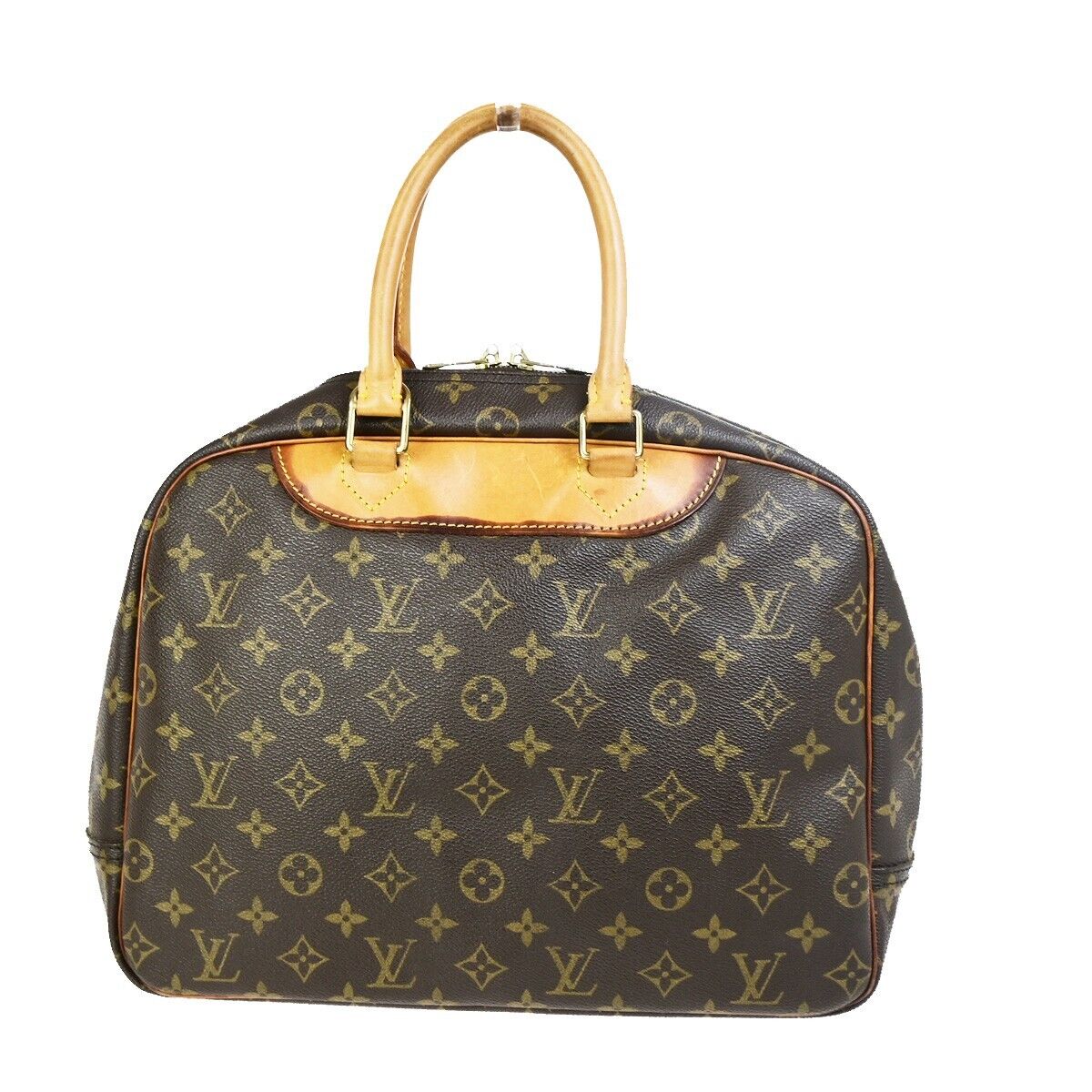 LOUIS VUITTON LV Logo Deauville Hand Bag Monogram Leather Brown M47270 37FB206