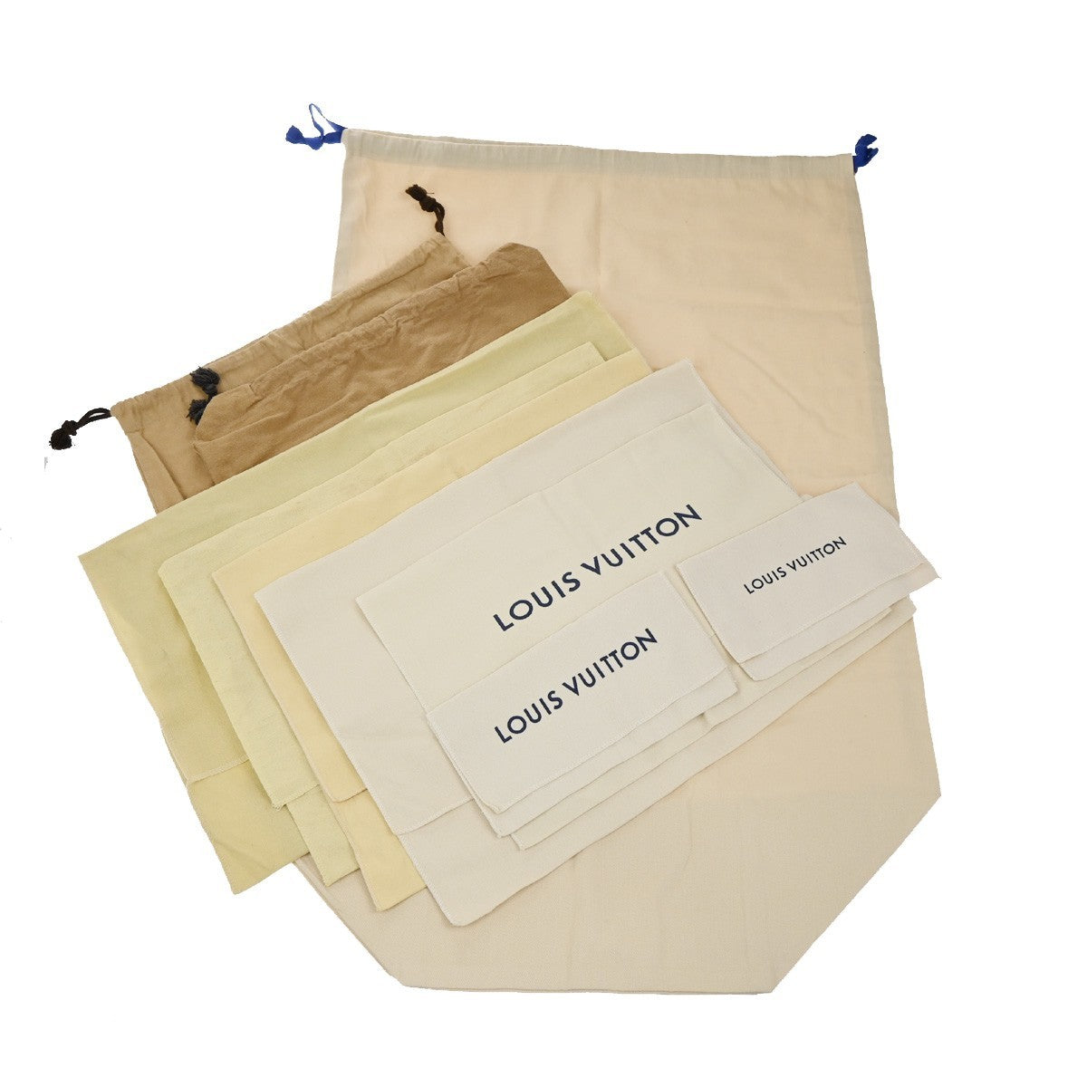 LOUIS VUITTON Logo 10 Set Dust Bag Drawstring Canvas Cotton Beige Brown 03KB501