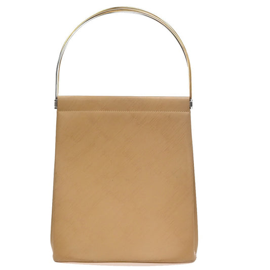 CARTIER Logo Trinity Tricolor Metal Handle Hand Bag Leather Beige France 70EG207