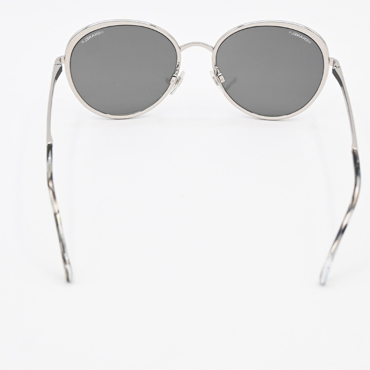 CHANEL CC Logo Sunglasses Eye Wear Mirror Lenz Plastic Metal Silver 4206 36RL592