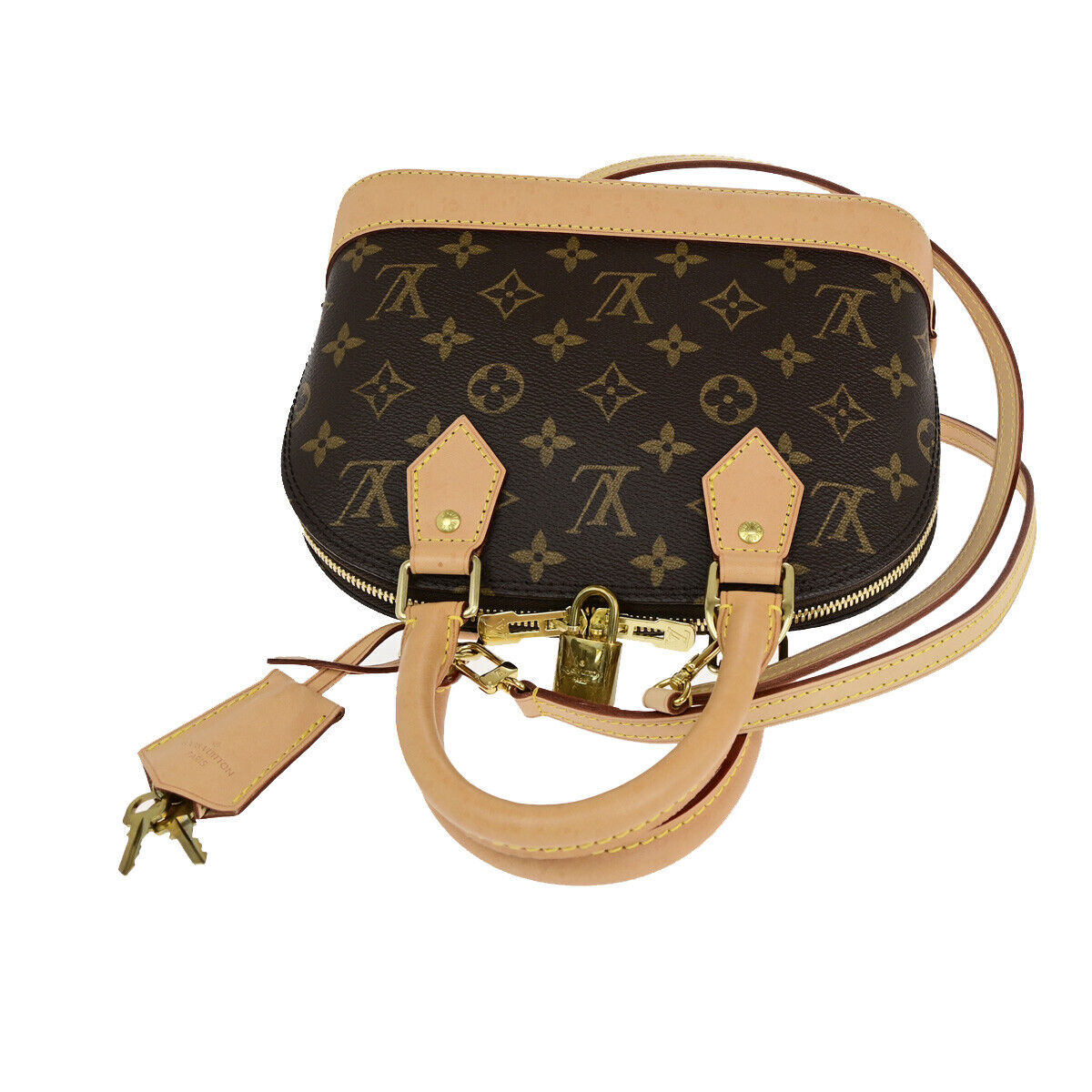LOUIS VUITTON Alma BB 2Way Hand Bag Monogram Leather Brown Gold M53152 690RF198