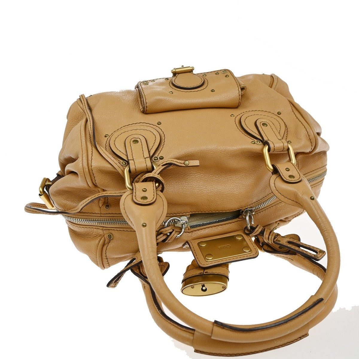 CHLOE Logo Paddington Padlock Shoulder Hand Bag Leather Brown GHW Italy 58EG376