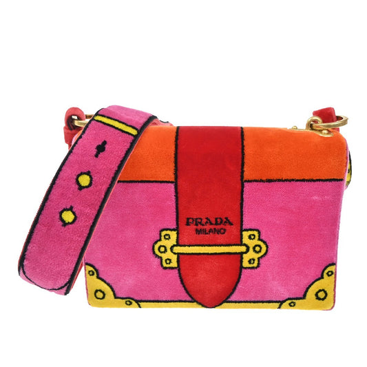 PRADA MILANO Cahier Small CrossbodyBag Printed Velvet Pink GHW Italy 15RL645