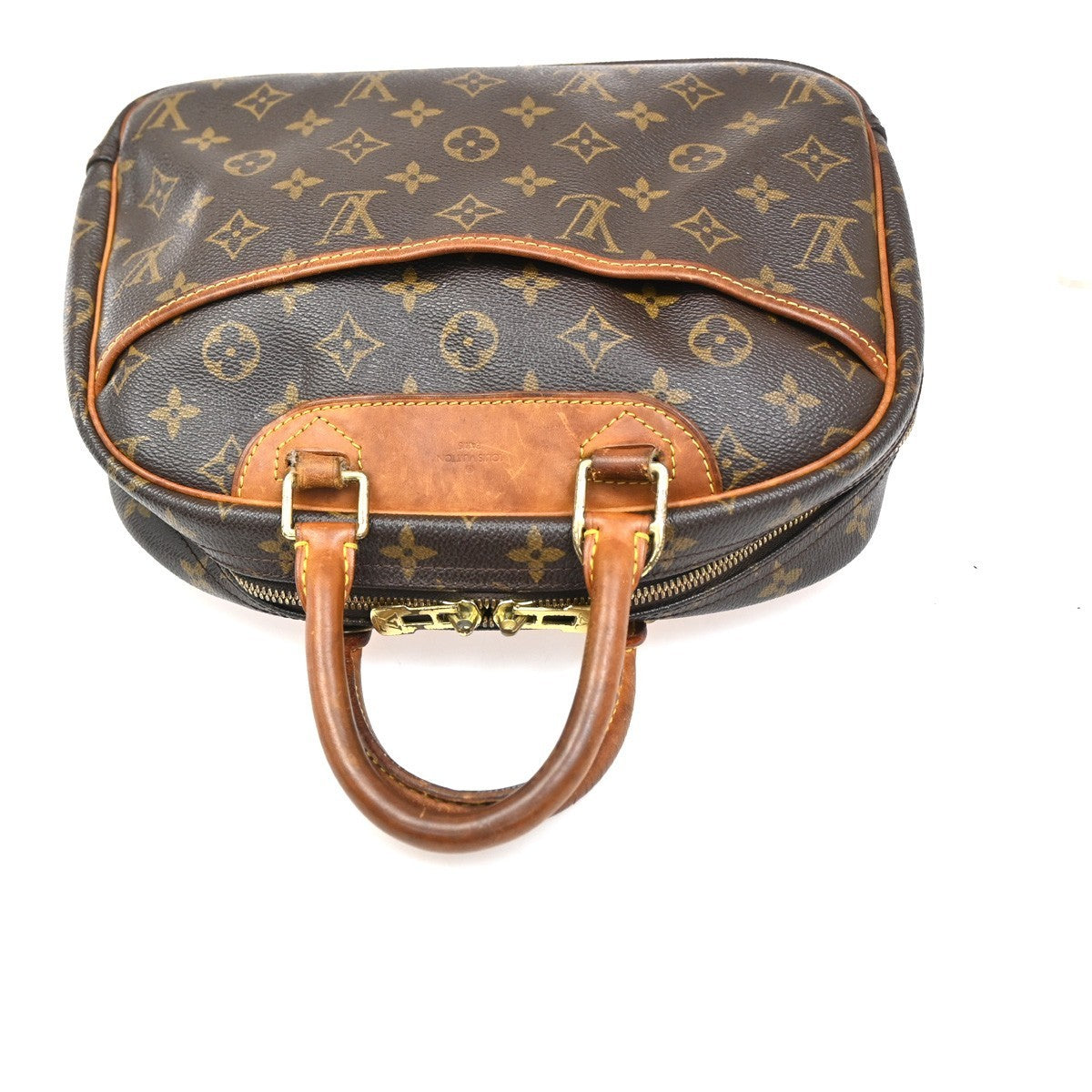 LOUIS VUITTON LV Logo Trouville Hand Bag Monogram Leather Brown M42228 30CA542