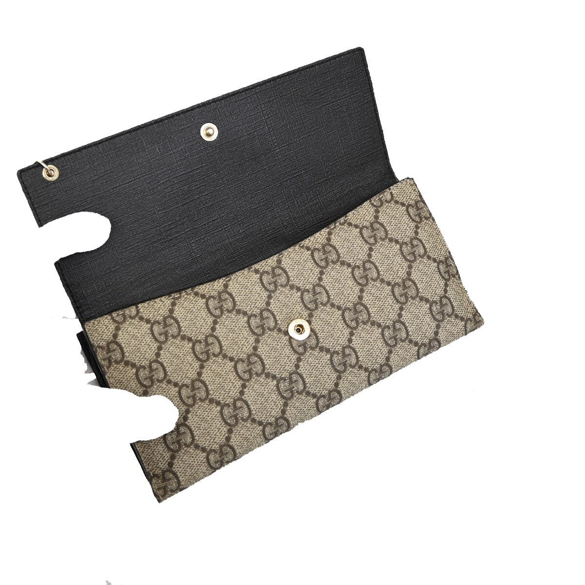 GUCCI Logo GG Pattern Bifold Long Wallet Supreme Leather Brown 84RF274