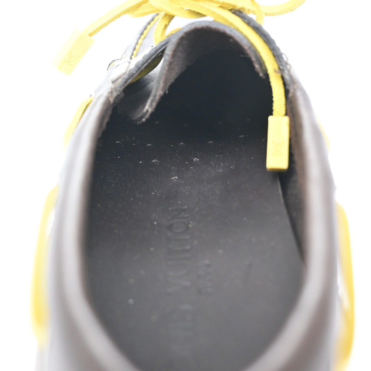 LOUIS VUITTON Logo Vuitton Cup Shoes Size 37  Leather Brown Yellow 88EE321