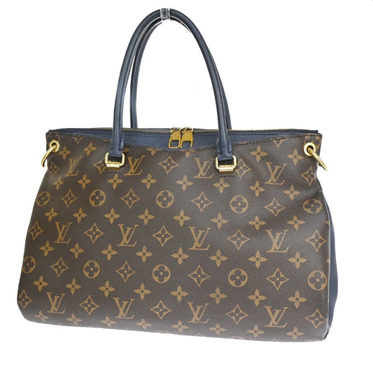 LOUIS VUITTON Pallas Hand Bag Monogram Leather Blue Brown Gold M44042 49YC750