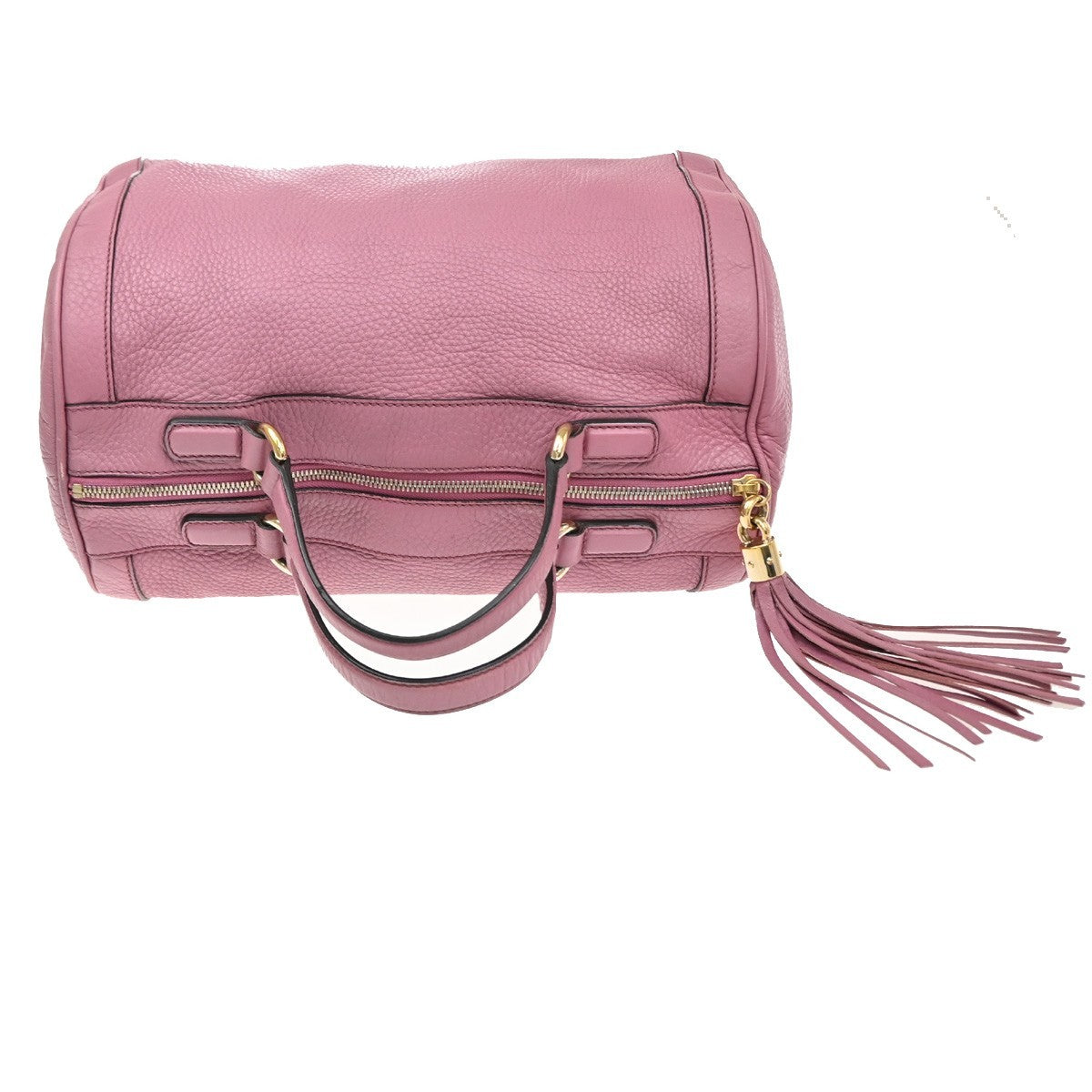 GUCCI GG Logo Soho Boston Hand Bag Tassel Leather Pink GHW Italy 72YJ128