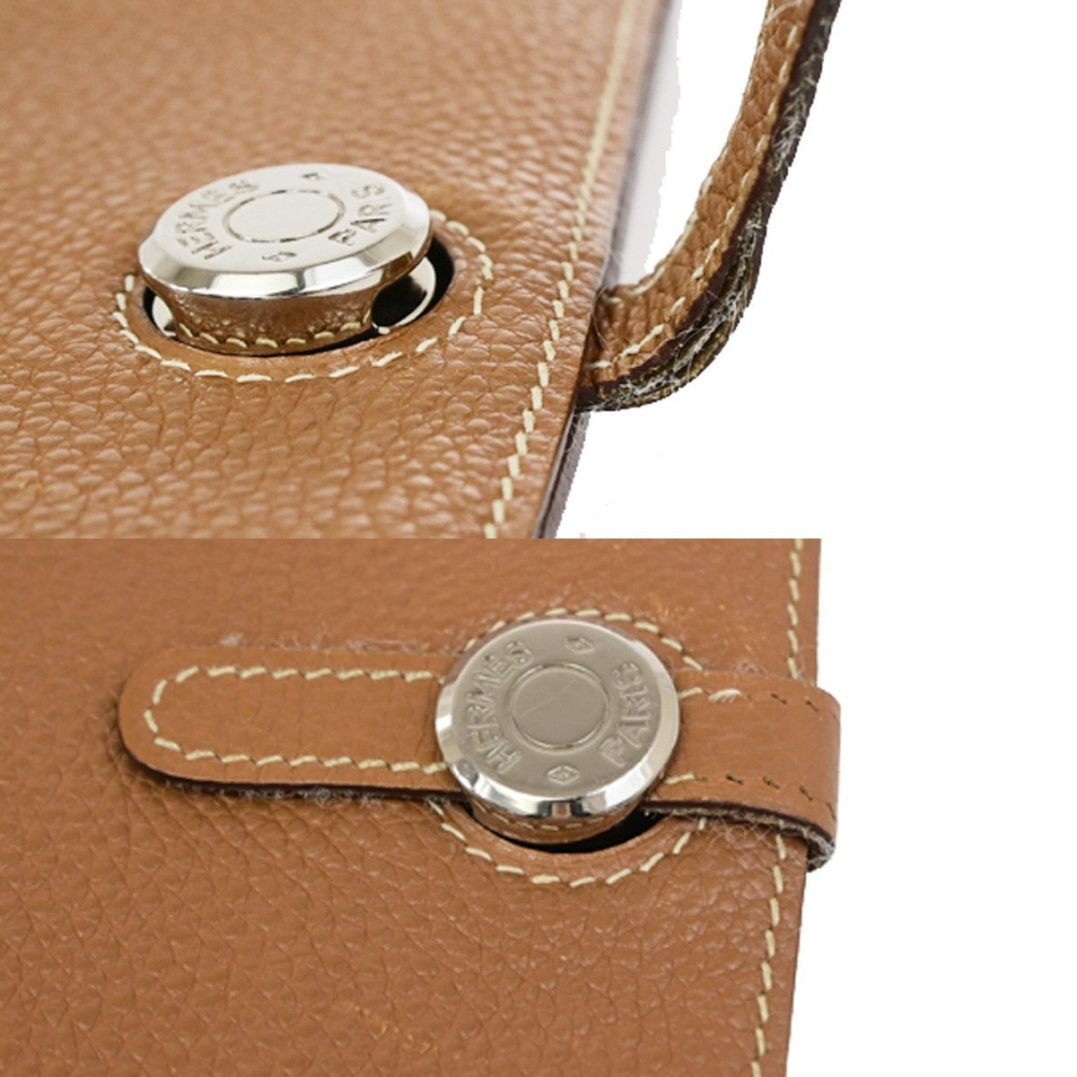 HERMES Logo Dogon GM Long Bifold Wallet Purse Box Calf Leather Brown SHW 84RQ080