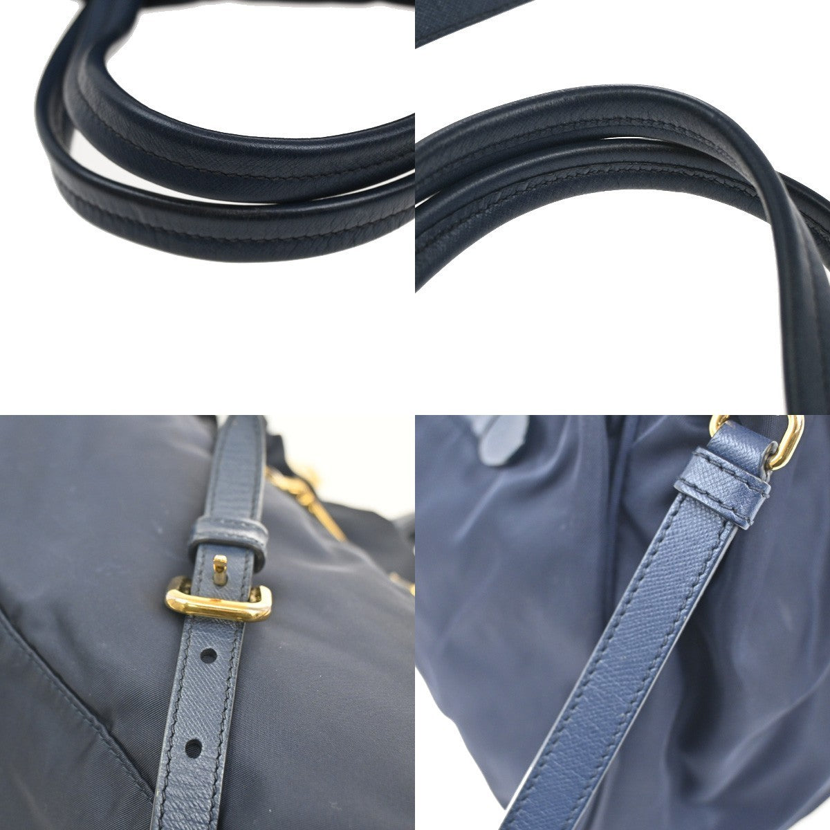 PRADA Logo Tessuto 2Way Shoulder Hand Bag Nylon Leather Navy Blue Italy 79KC009