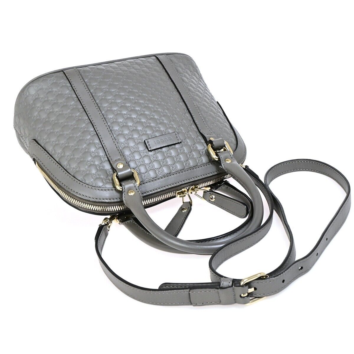 GUCCI Logo Guccissima GG Pattern 2Way Shoulder Hand Bag Leather Gray 95FA738