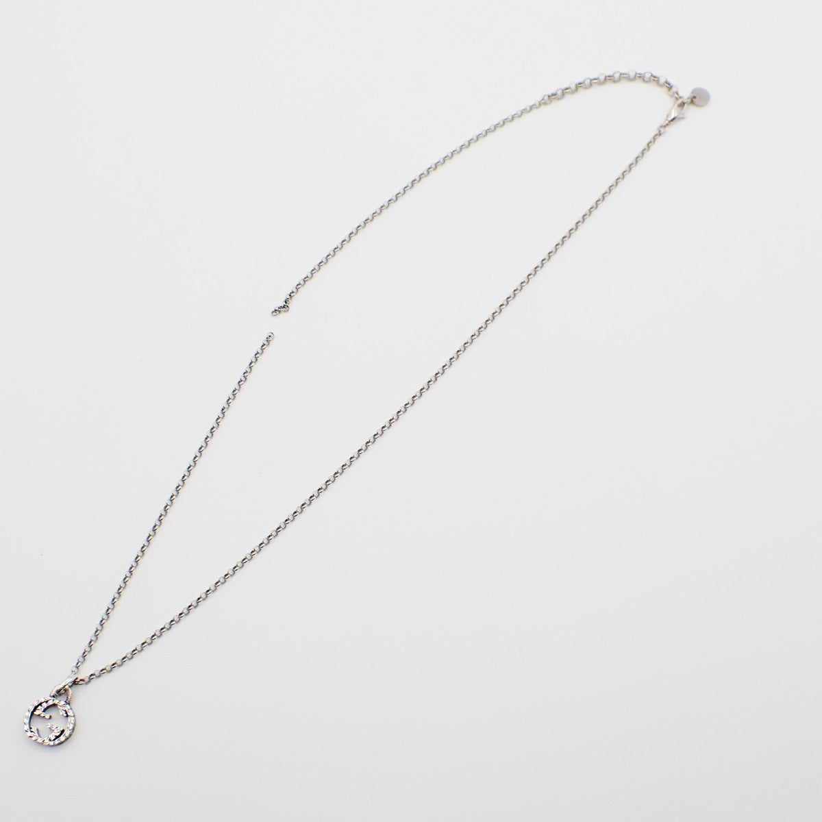 GUCCI Logo Interlocking G Chain Necklace AG925 Silver Italy 01KP557