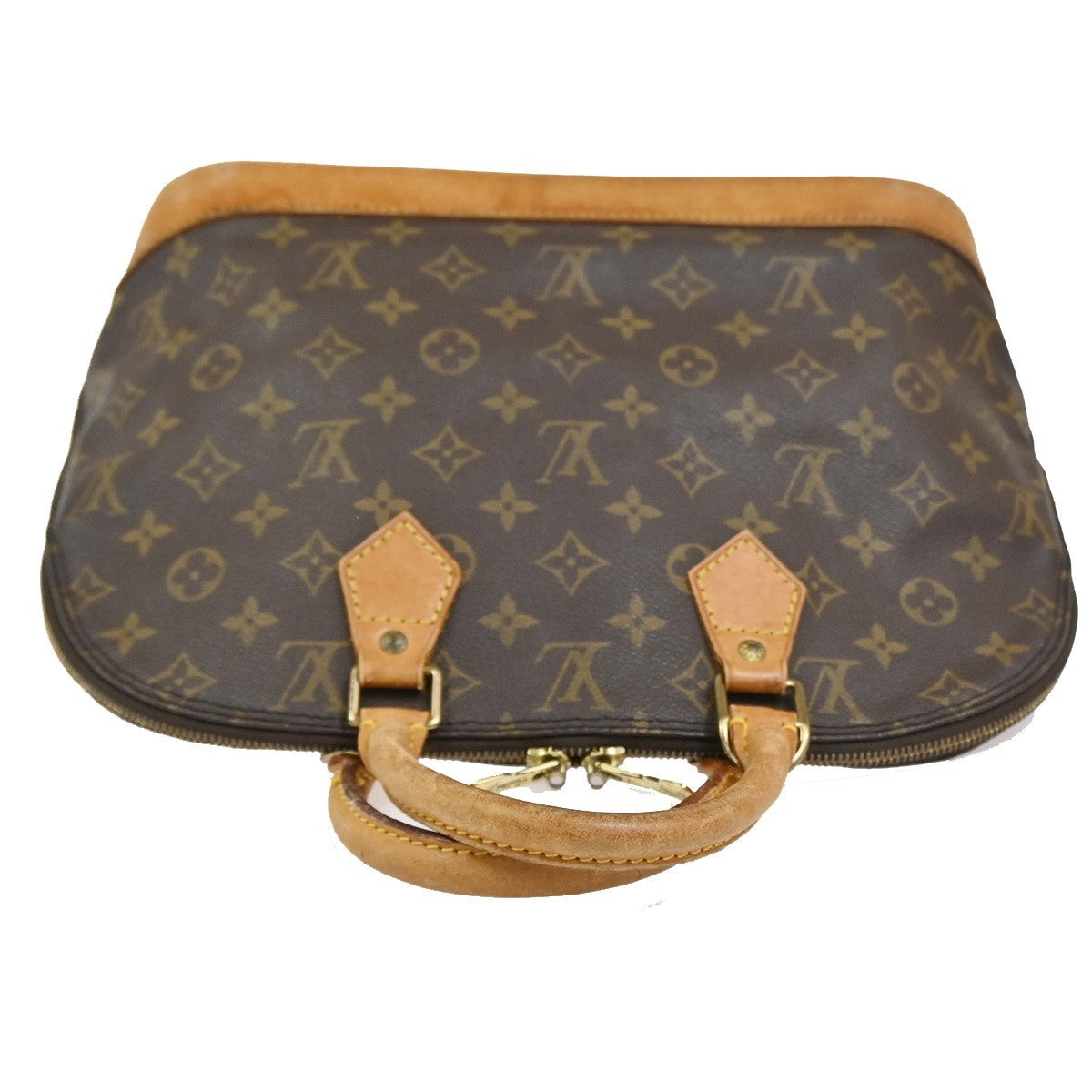 LOUIS VUITTON LV Logo Alma Hand Bag Monogram Leather Brown France M51130 33SA032