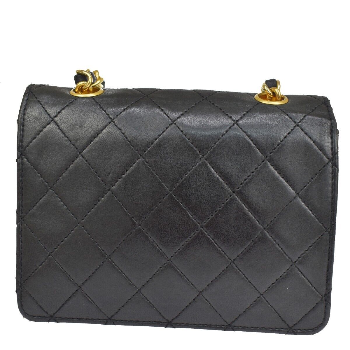 CHANEL CC Mini Matelasse Chain Shoulder Bag Leather Black GHW Vintage 386RC974