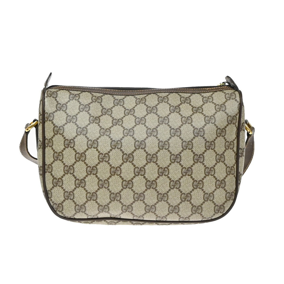 GUCCI Logo Web Sherry GG Pattern Shoulder Bag PVC Leather Brown Italy 65YJ167