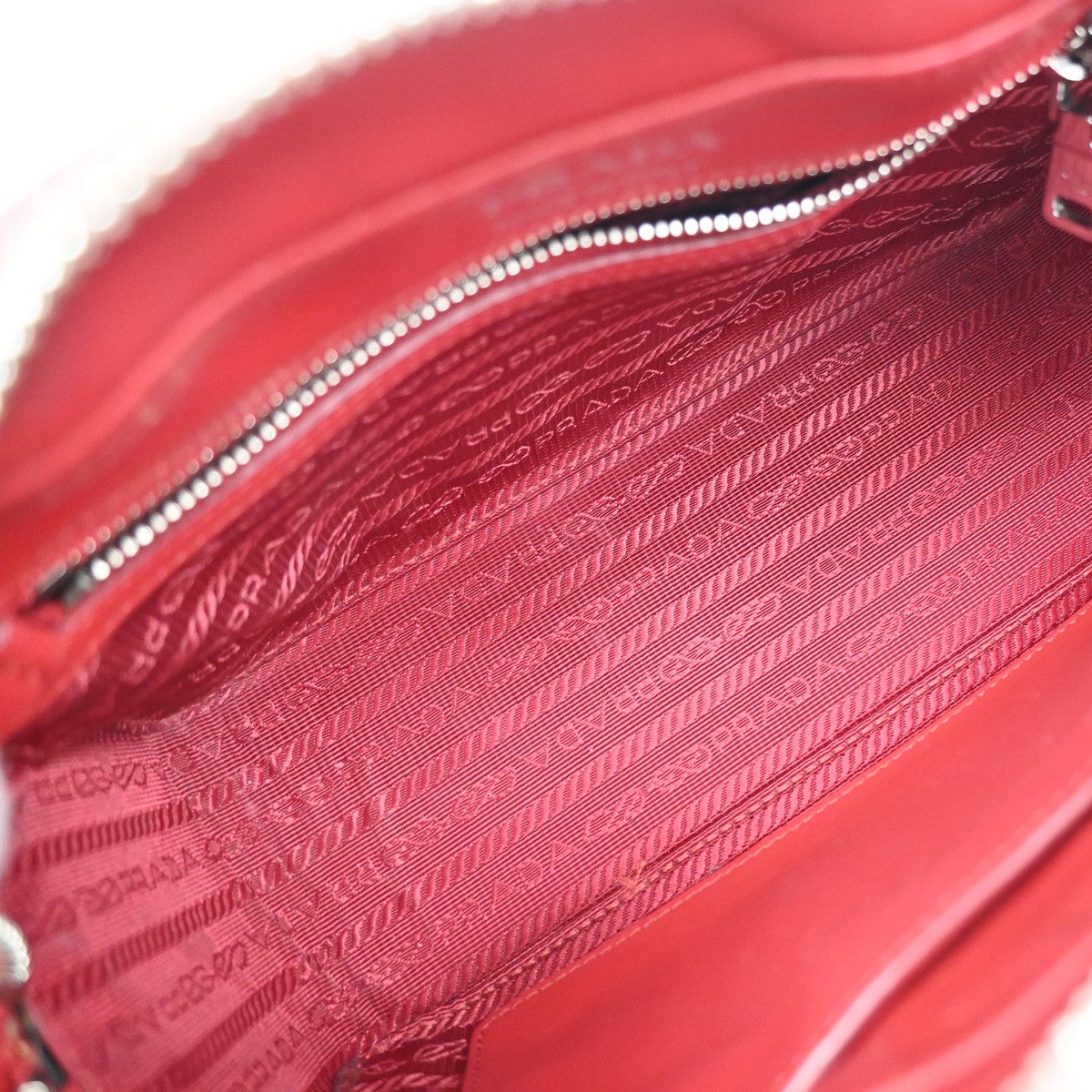PRADA Logo Diagramme Mini Chain Shoulder Bag Leather Red SHW Italy 46RL099