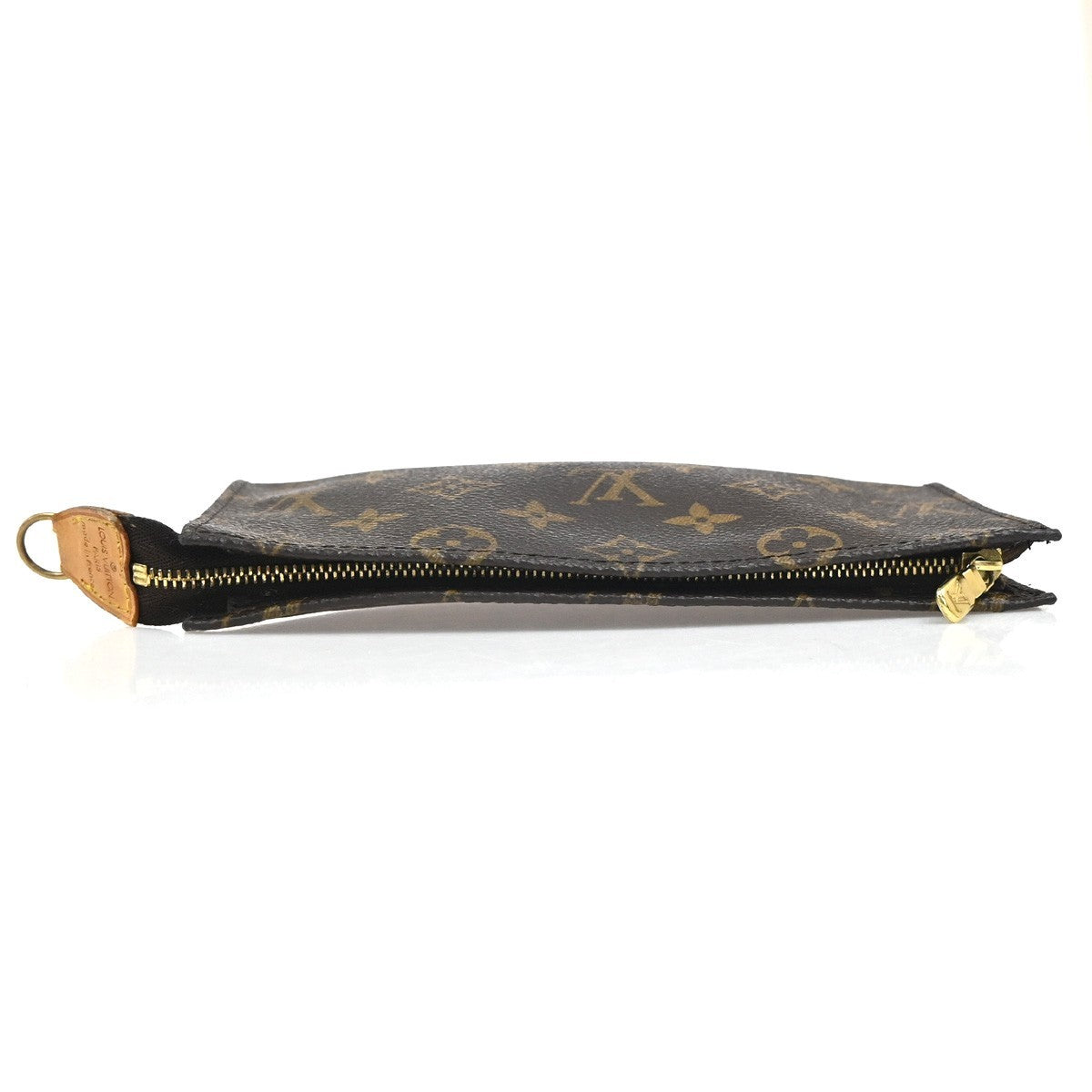 LOUIS VUITTON LV Logo Bucket GM Pouch Bag Monogram Leather Brown Gold 05KC768