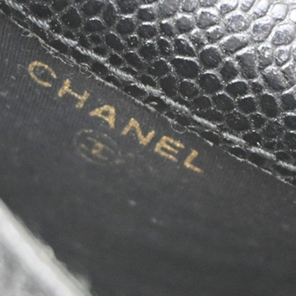 CHANEL CC Logo 2 Set Wallet Cigarette Case Grained Calfskin Brown Black 68DA117