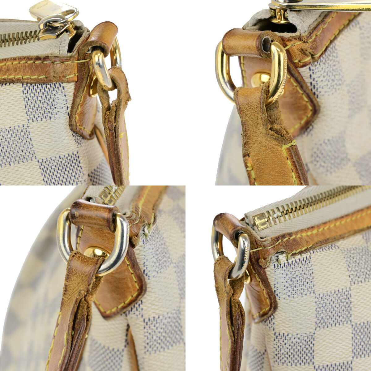 LOUIS VUITTON Siracusa MM Shoulder Bag Damier Azur Leather White N41112 37YG611