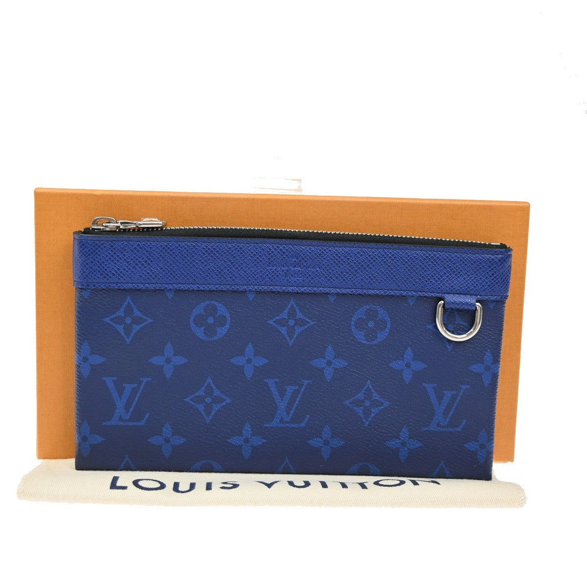 LOUIS VUITTON Pochette Discovery PM Pouch Wallet Taigarama Blue M30278 70KB363